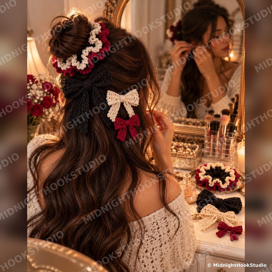 Bow Hair Clips and Scrunchie Set