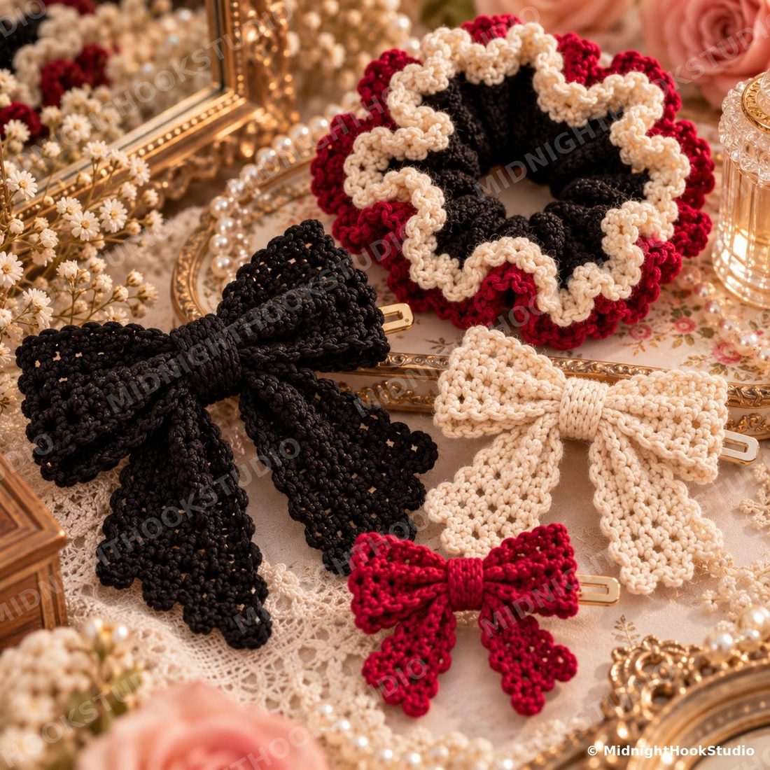 Bow Hair Clips and Scrunchie Set