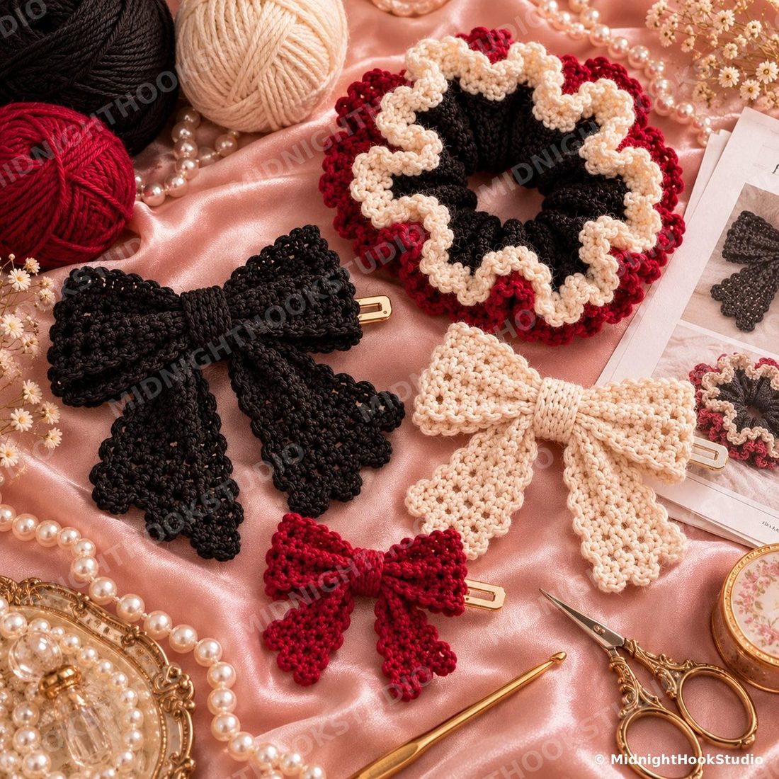 Bow Hair Clips and Scrunchie Set
