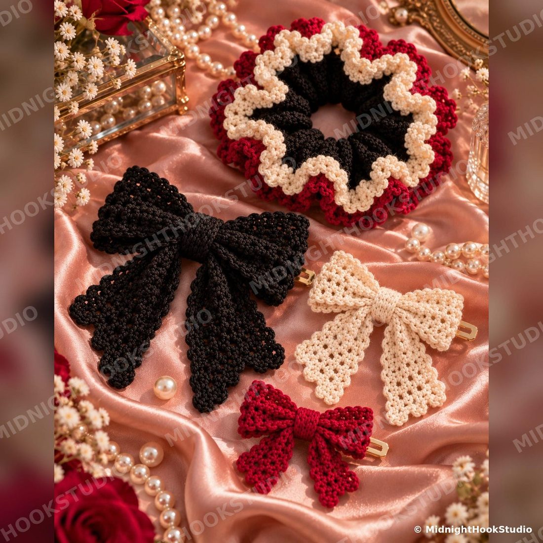 Bow Hair Clips and Scrunchie Set