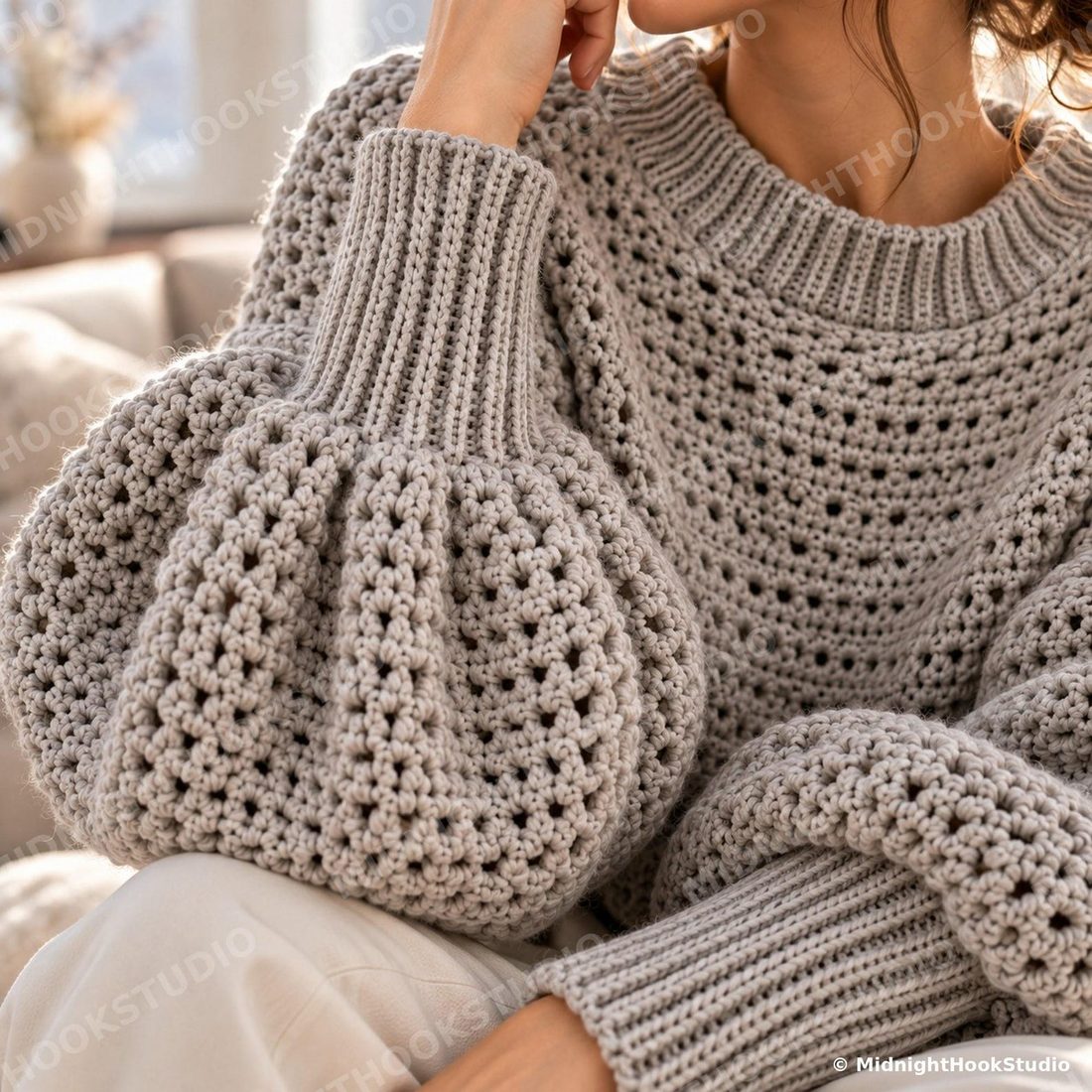 Balloon Sleeve Quiet Luxury Sweater