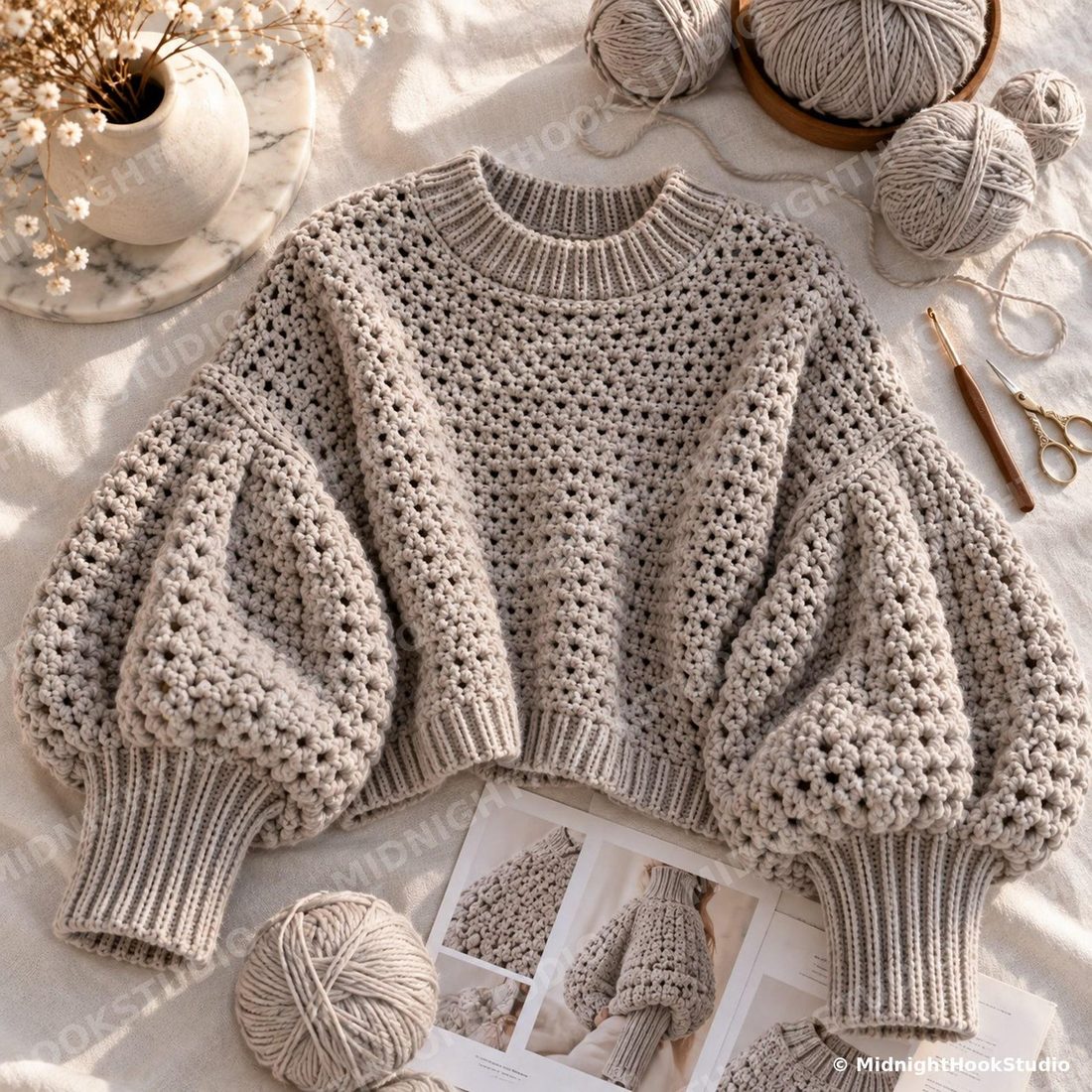 Balloon Sleeve Quiet Luxury Sweater