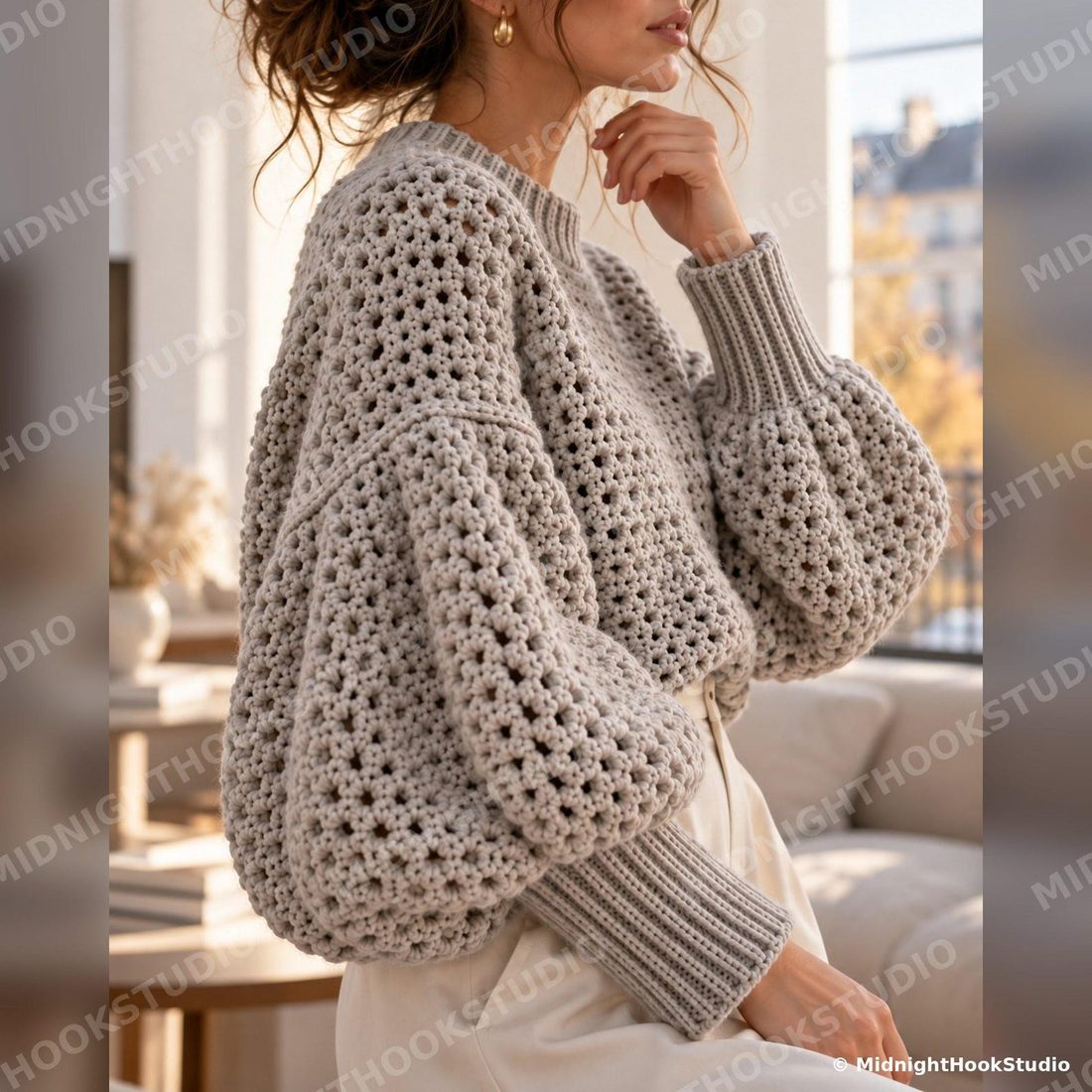 Balloon Sleeve Quiet Luxury Sweater