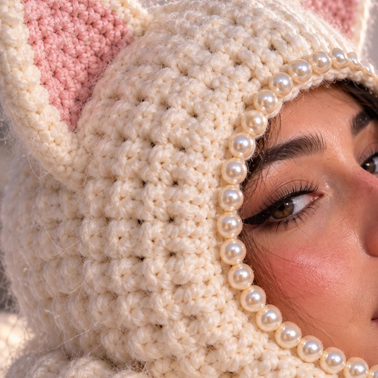 Kitten Ear Pearl Balaclava