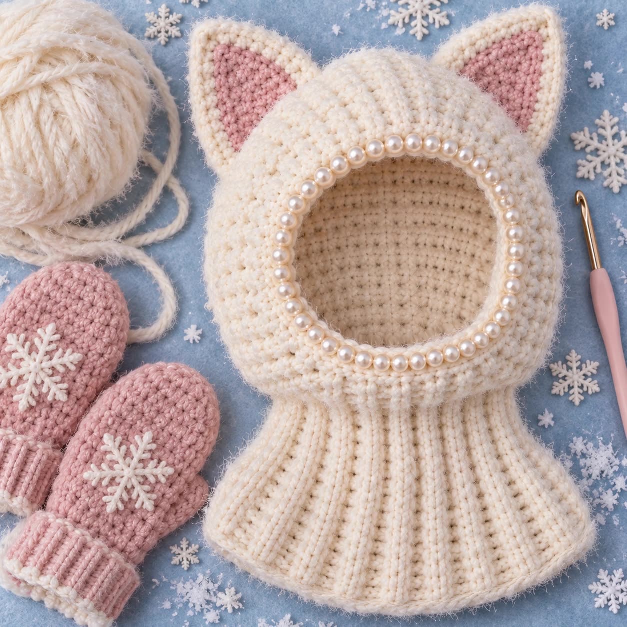 Kitten Ear Pearl Balaclava