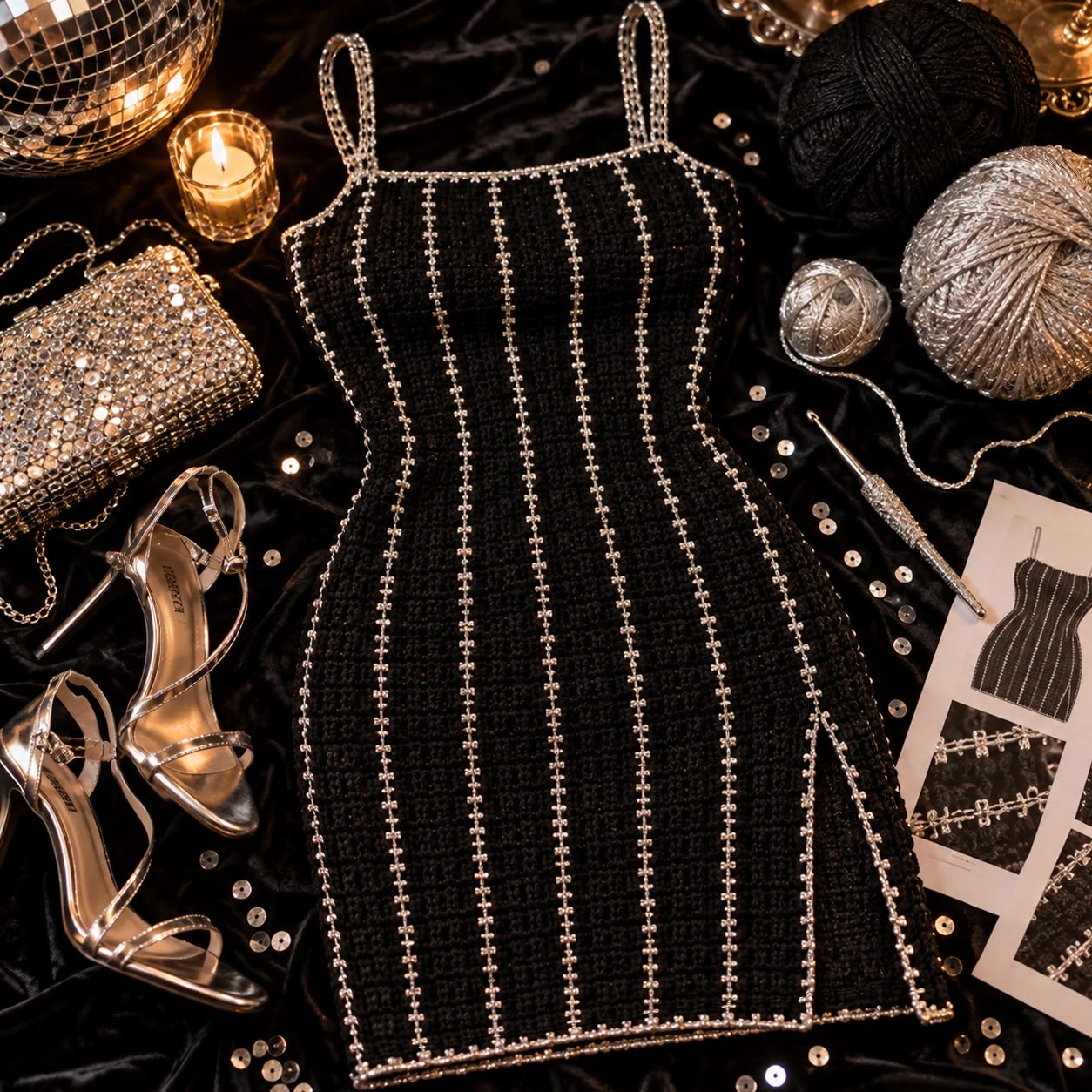 New Year's Eve Pinstripe Bodycon Mini Dress