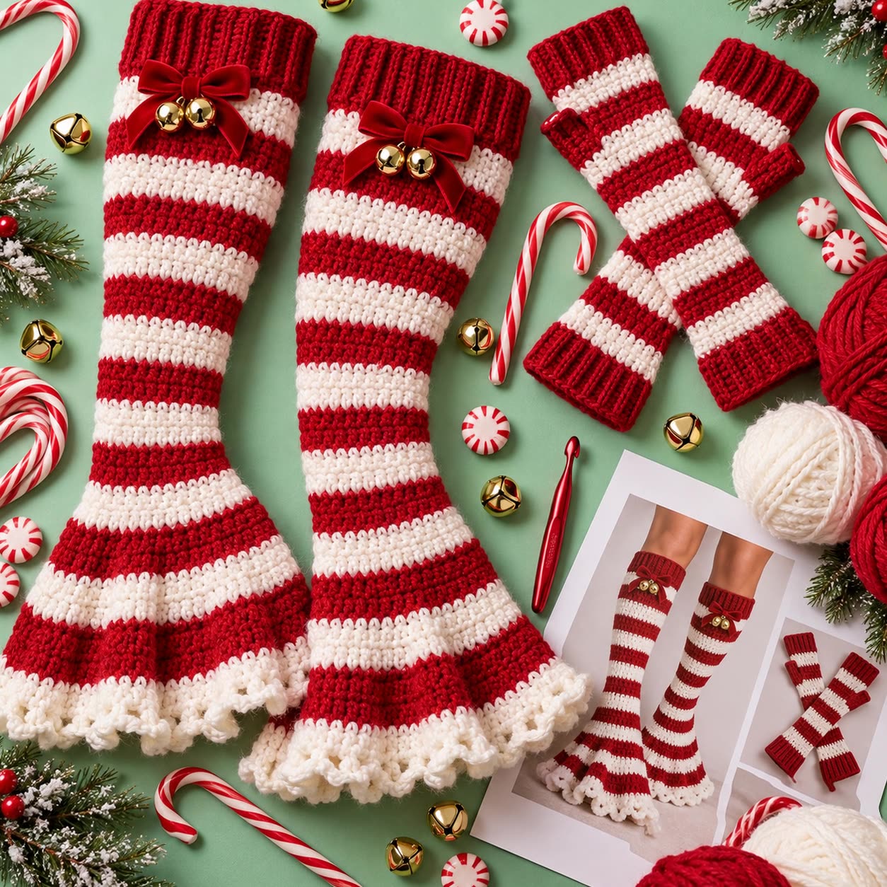 Candy Cane Leg & Arm Warmers