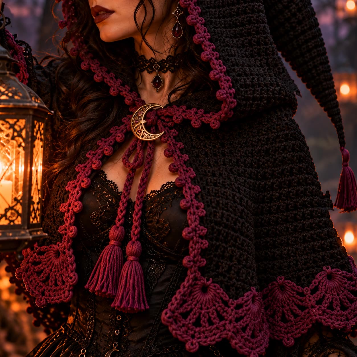 Witch Capelet with Pointed Hood
