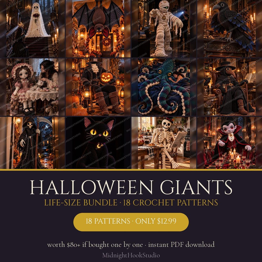 Life-Size Halloween Crochet Pattern Bundle (18 Giants)