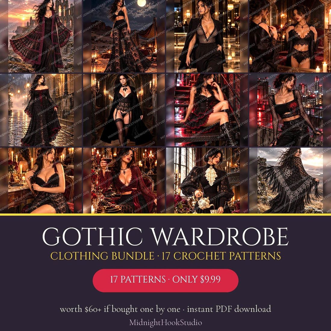 Gothic Crochet Clothing Pattern Bundle (17 Patterns)