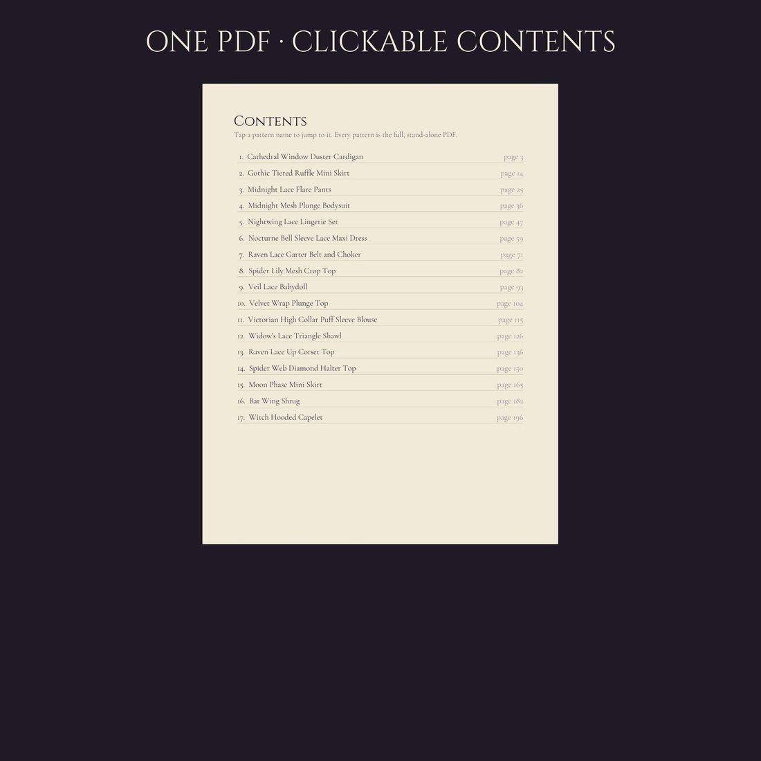 Gothic Crochet Clothing Pattern Bundle (17 Patterns)