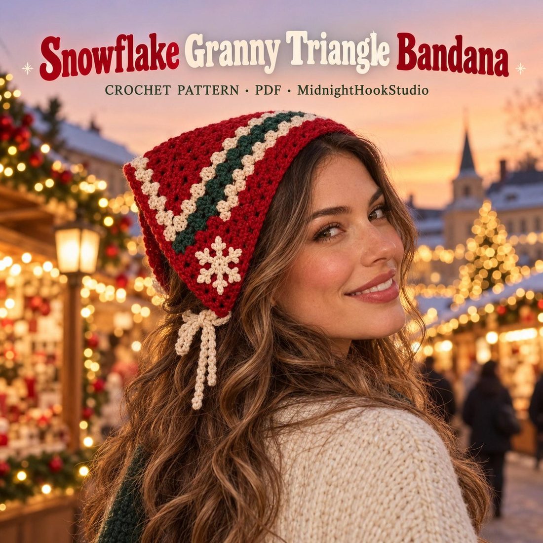 Snowflake Granny Square Bandana Crochet Pattern