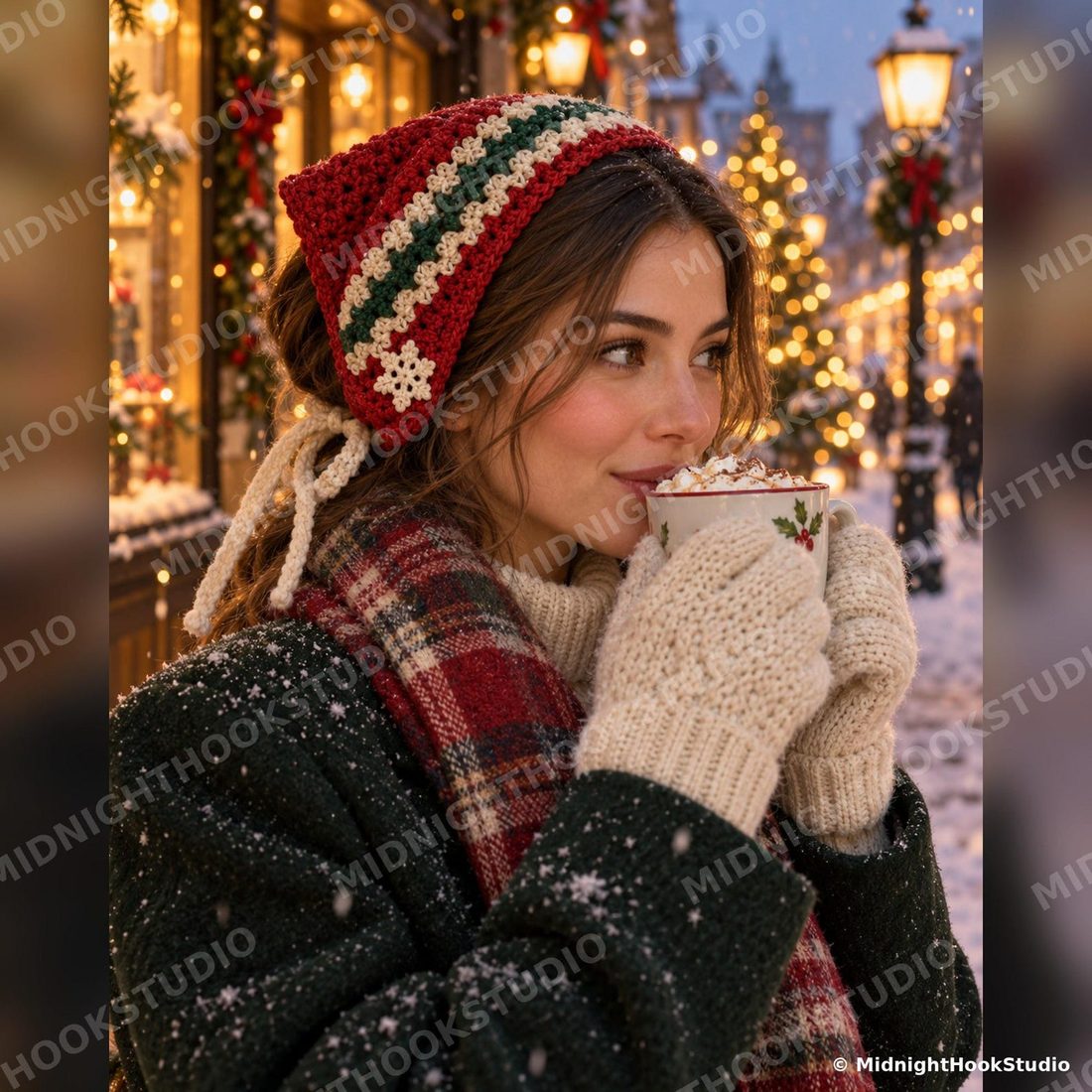 Snowflake Granny Square Bandana Crochet Pattern