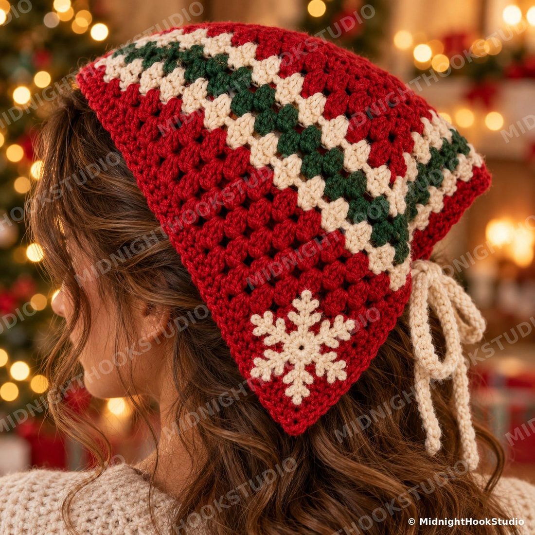 Snowflake Granny Square Bandana Crochet Pattern