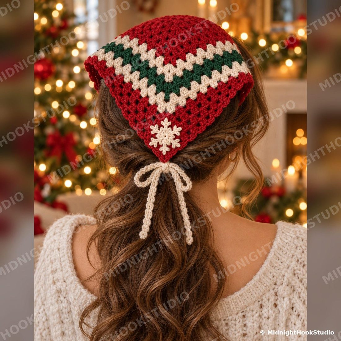Snowflake Granny Square Bandana Crochet Pattern