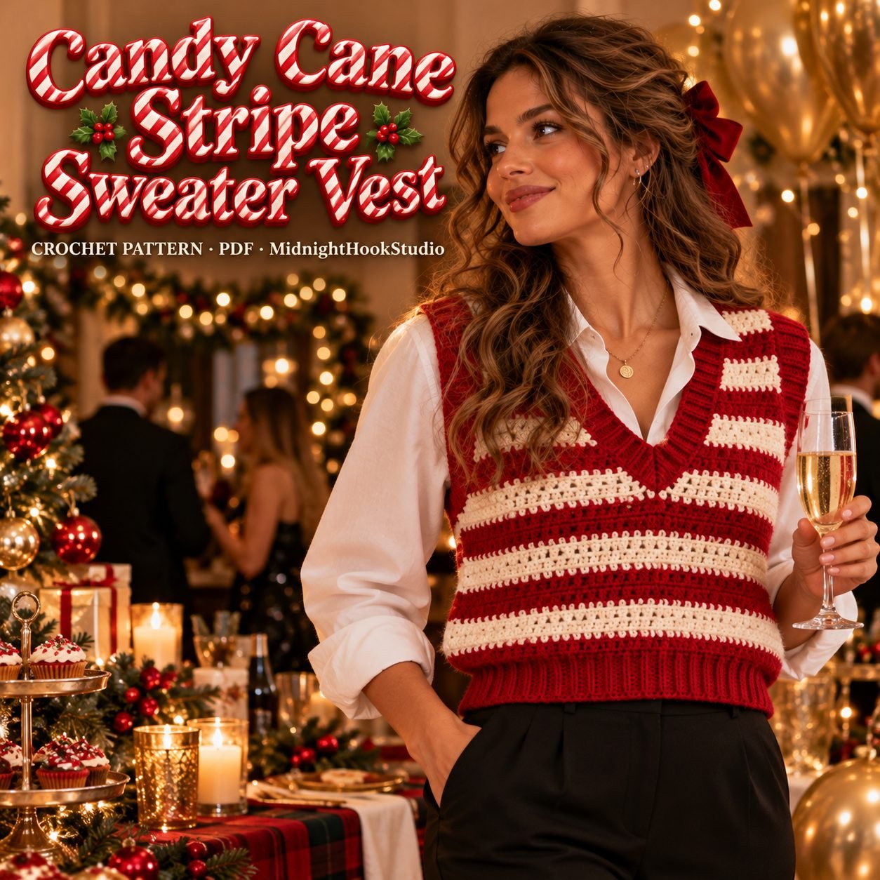 Candy Cane Stripe Sweater Vest Crochet Pattern