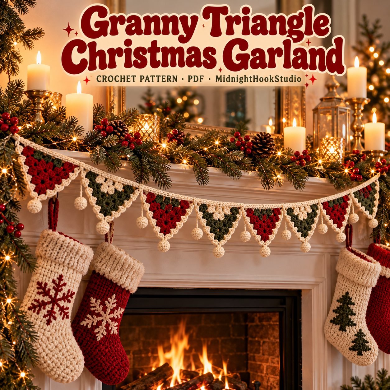 Granny Triangle Christmas Garland Crochet Pattern