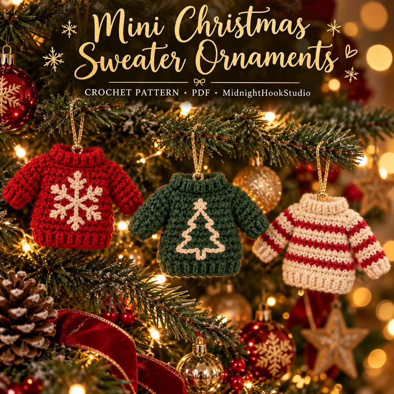 Mini Christmas Sweater Ornaments Crochet Pattern