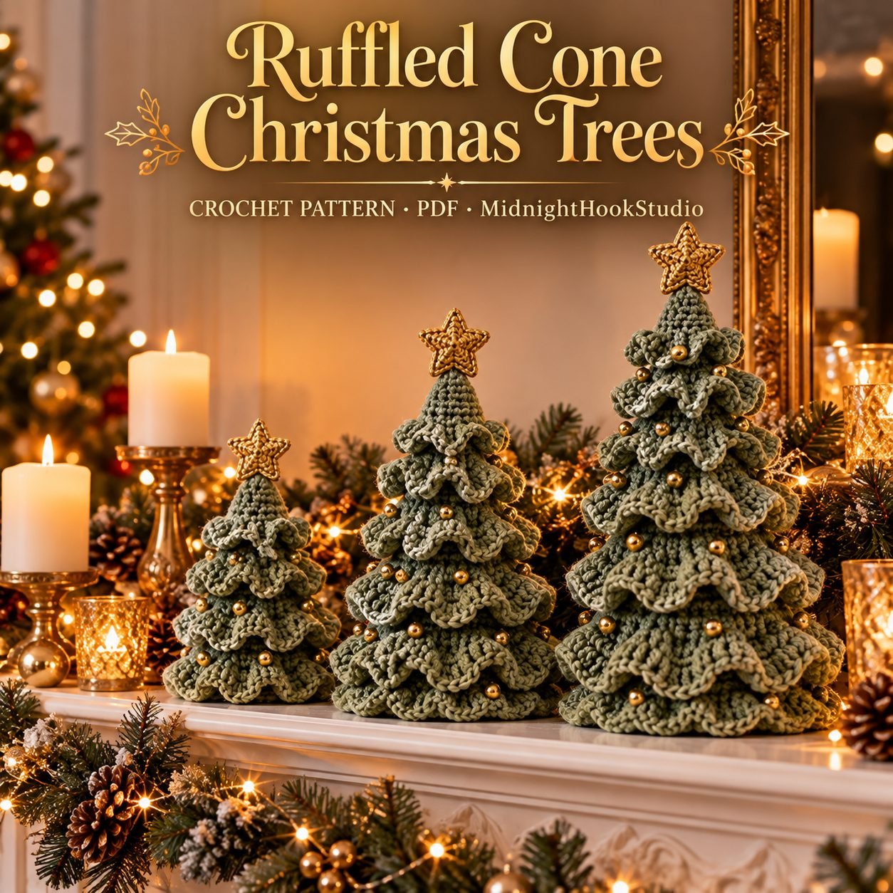 Ruffled Cone Christmas Trees Crochet Pattern