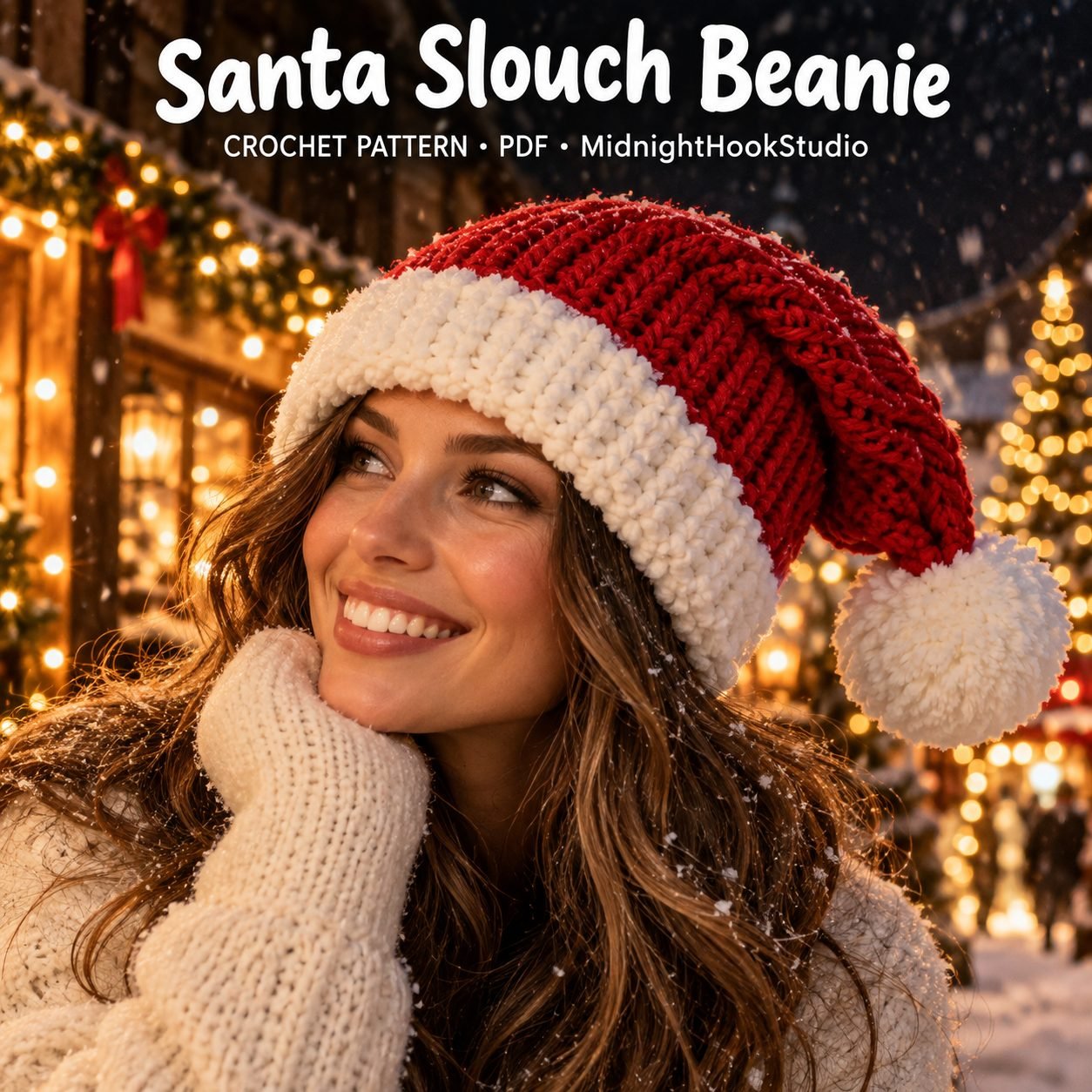 Santa Slouch Beanie Crochet Pattern
